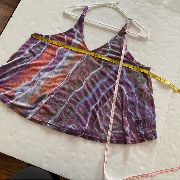 FP Free People Ribbed Tank Top Womens Large Handmade Geode Tie Dye Purple Orange - Picture 6 of 10